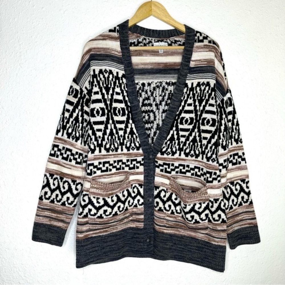 Lucky Brand | Jacquard Boyfriend Southwestern Open Tribal Knit Cardigan